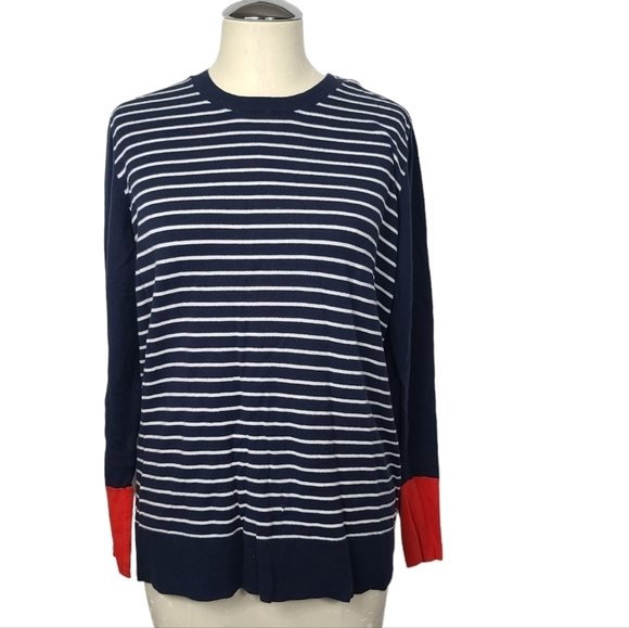 Nautica Striped Crewneck Long Sleeve Sweater Top XL - Picture 1 of 9